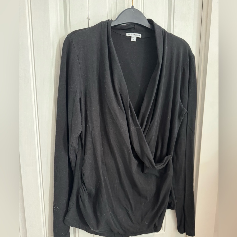 James Perse Black Drape Blouse